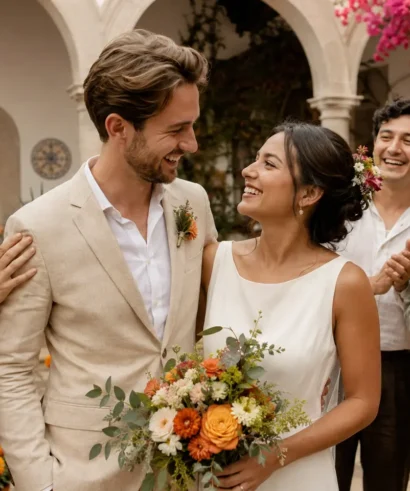 Deutsch-mexikanisches Paar bei der standesamtlichen Hochzeit