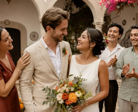 Deutsch-mexikanisches Paar bei der standesamtlichen Hochzeit